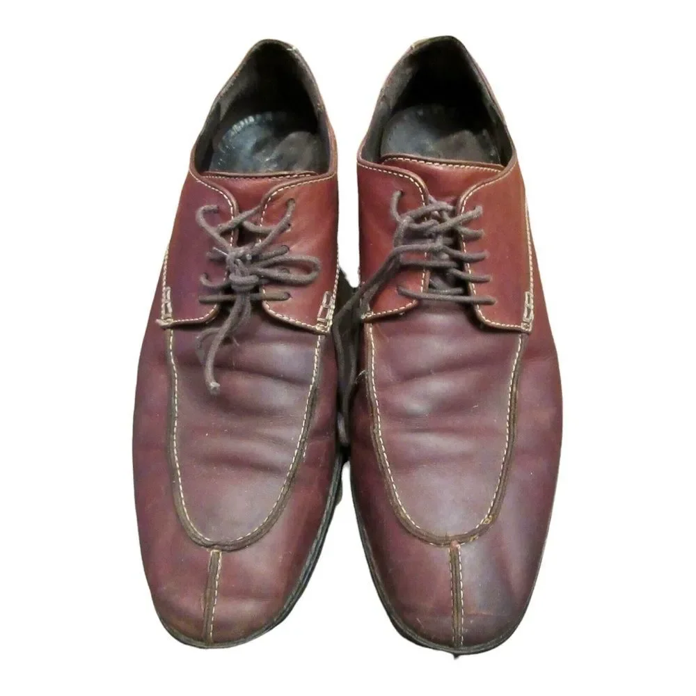 Cole Haan Mens Oxford Dress Shoes Brown Mahogany Leather Split Toe 9.5